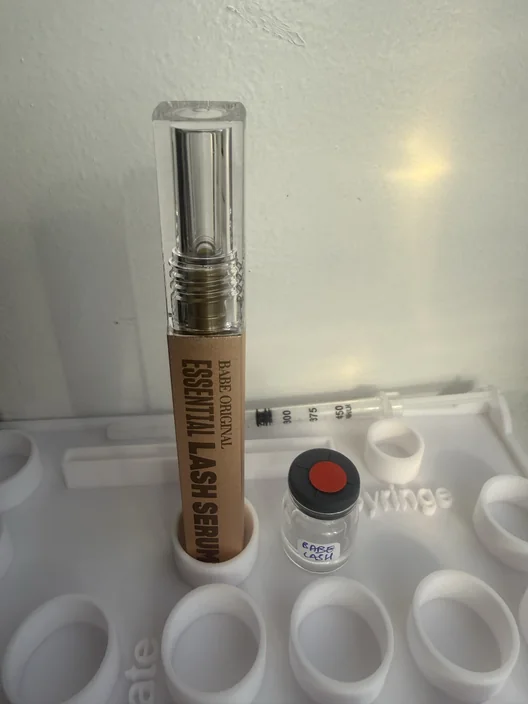 Babe Original tube beside its labeled test sample for The Lash List comparison